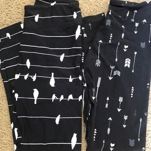 🦄Lularoe Birds on wire and Arrows Leggings OS.